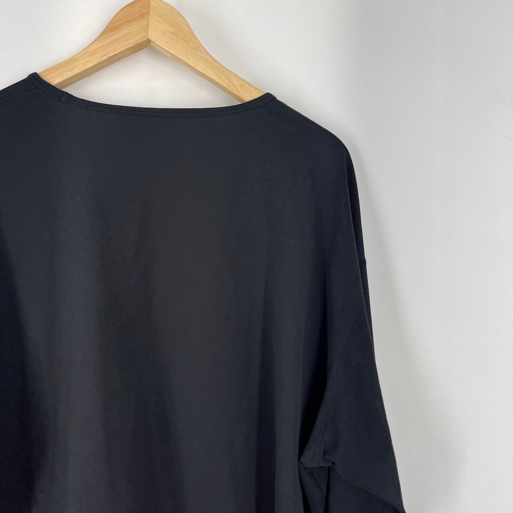 BYLT Basics Mens Drop Cut Long Sleeve Shirt Black Curved Hem Crew Neck Size XL - Picture 9 of 16
